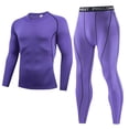 thumbnail image 3 of IWRICH Men's Compression Outfits Cool Long Sleeve Athletic Sets 2 Piece Sports Base Layer Workout Leggings Purple XXL, 3 of 8