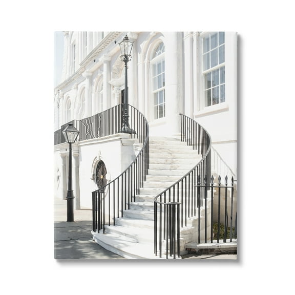Stupell Industries White Staircase Architecture Travel & Places Painting Gallery Wrapped Canvas Art Print Wall Art, 16 x 20