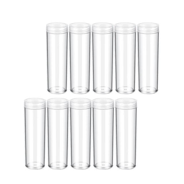 VONKY 10 Pcs Tubes Étui de Protection pour Collection avec Couvercle à Vis Transparent 27mm