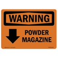thumbnail image 1 of SignMission OS-WS-A-1824-L-12338 18 x 24 in. OSHA Warning Sign - Powder Magazine Down Arrow with Symbol, 1 of 1