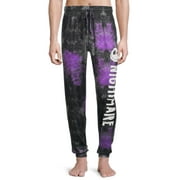 Nightmare Before Christmas Jack the Nightmare Print Polyester/Spandex Men's Joggers in Black/Purple Fauz Cloud Wash, Sizes S-2XL