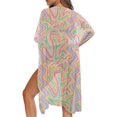 thumbnail image 5 of HELLHERO Pastel Psychedelic Swirl Kimono Cover Up - Lightweight Breathable Beachwear for Summer Vacations, Pool Parties & Tropical Getaways, 5 of 6