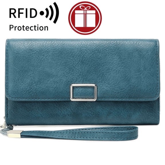 Lvelia Wallets for Women Genuine Leather Credit Card Holder with RFID Blocking Large Capacity Wristlet,Gift for Her