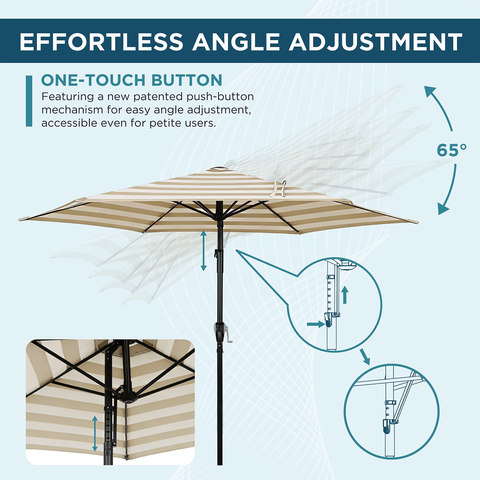 AE Outdoor 9FT Patio Umbrella Outdoor Table Umbrella with Easy Angle Adjustment & Crank Lift – Water Repellent & UV Protection Fade Resistant Canopy – Heavy Duty 6 Ribs for Wind Resistance