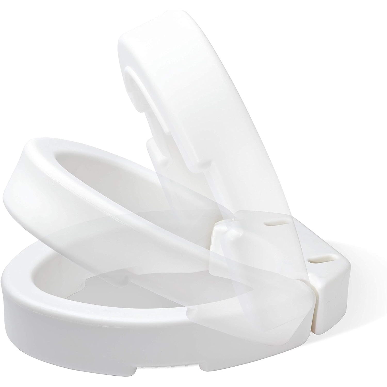 BcTlyInc Elongated Hinged Toilet Seat Riser, Adds 3.5 Inches of Height