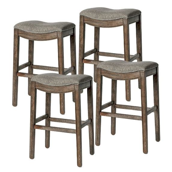 Open Box Maven Lane Adrien Saddle Bar Height Stool Weathered Grey (4 Pack)