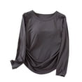 thumbnail image 2 of Pijama de manga larga para mujer, blusa de poliéster, color liso, cuello redondo, manga larga, con sujetador acolchado en el pecho, 2 of 3