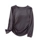 thumbnail image 2 of Pijama de manga larga para mujer, blusa de poliéster, color liso, cuello redondo, manga larga, con sujetador acolchado en el pecho, 2 of 3