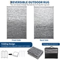 thumbnail image 2 of HIWEAVER 9' x 12' Gray/White Outdoor Rug PP Plastic Straw Woven Waterproof Patio Rug with Border Portable Outside Carpet for Balcony Deck Picnic Garden Decor, 2 of 6