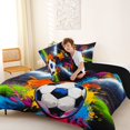 thumbnail image 4 of Erosebridal Soccer Graffiti Splash Full Size Comforter Sets 3 Pieces for Kids Teens,Boys Girls Sport Gamer Bedding Sets,Black Reversible,Breathable Home Decor, 4 of 6