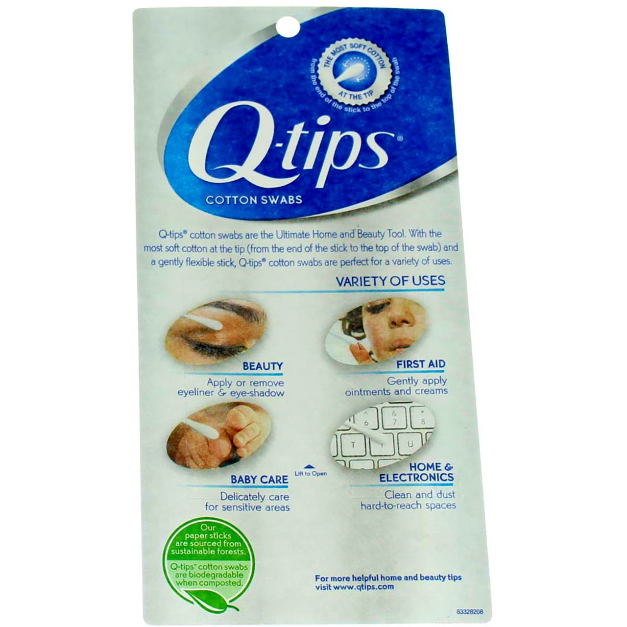 Q-tips Swabs 375 Each (Pack of 6)