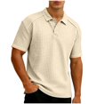 thumbnail image 2 of Men's Short Sleeve Waffle Knit Golf Shirt Raglan Tee Moisture Wicking 3-Button Placket Collared Top Summer Casual Business Performance Tennis Shirt Solid Color Classic Fit, 2 of 8