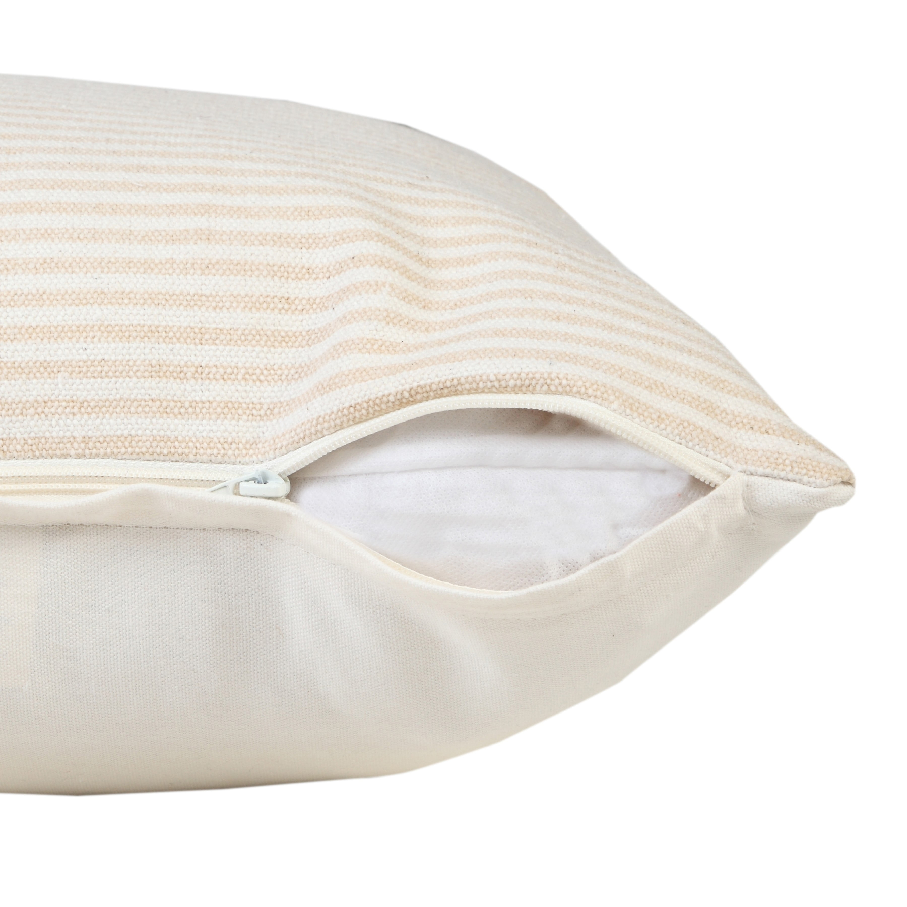 Ox Bay Hampton Set of 2 Striped 20" x 20" Beige/White Cotton Adult Decorative Throw Pillows