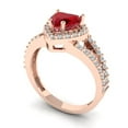 thumbnail image 2 of Halo Engagement Ring for Women - 1.49ct Simulated Ruby in 14K Rose Gold Promise Ring, 2 of 6