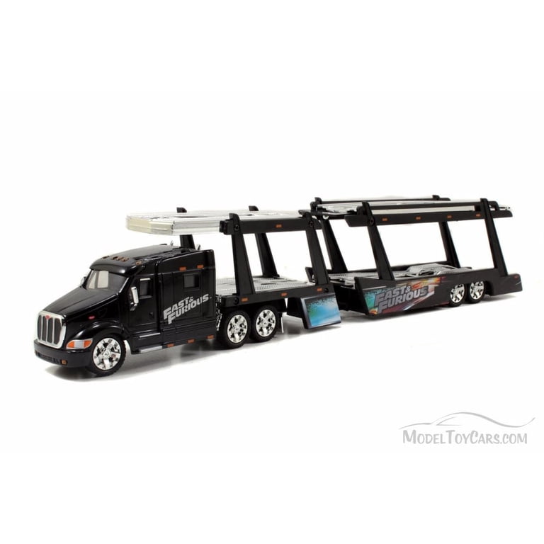 Peterbilt Model 387 Car Carrier Tractor Trailer, Black - Jada Toys