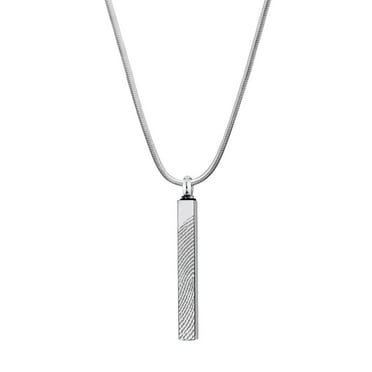 Personalized Silver Fingperint 4-Sided Bar Cremation Necklace Memorial Jewelry Urn Ashes Holder Keepsake with Free Funnel Kit and Velvet Jewelry Box