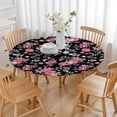 thumbnail image 3 of Round Fitted Tablecloth with Elastic Edges Fits 36"-44" Round Tables Pioneer Colorful Floral Waterproof Table Cover Washable Indoor and Outdoor for Party Kitchen Dinner Banquet Patio Picnic, 3 of 7