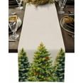 thumbnail image 5 of Christmas Tree Table Runner 13x60in Non-Slip Cotton Linen Table Runners, Green on Retro Beige Linen Dresser Scarves TableRunner for Dinner Kitchen Dining Wedding Party, 5 of 9