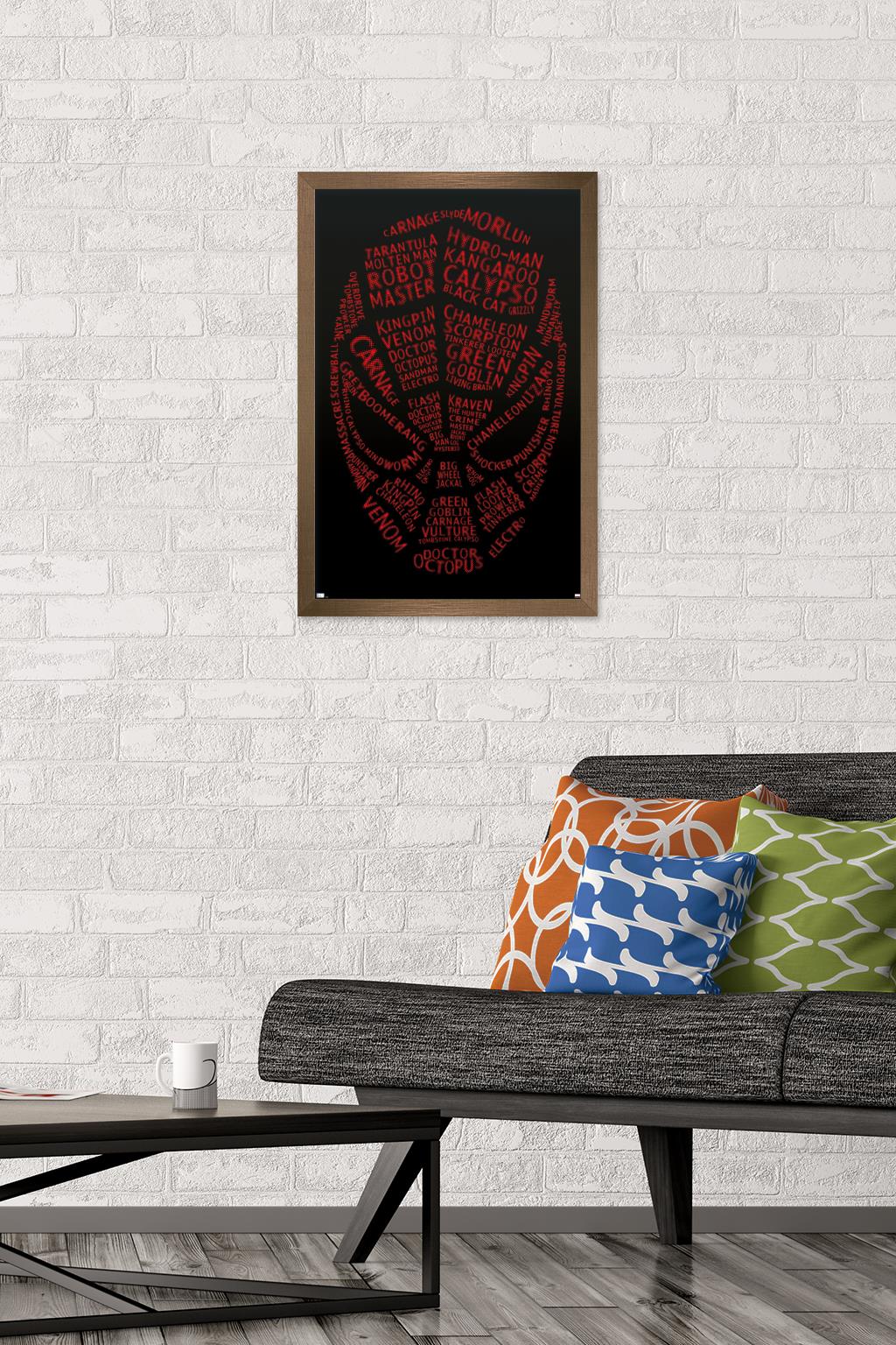 Marvel Comics - Spider-Man - Word Mask Wall Poster, 14.725" x 22.375", Framed