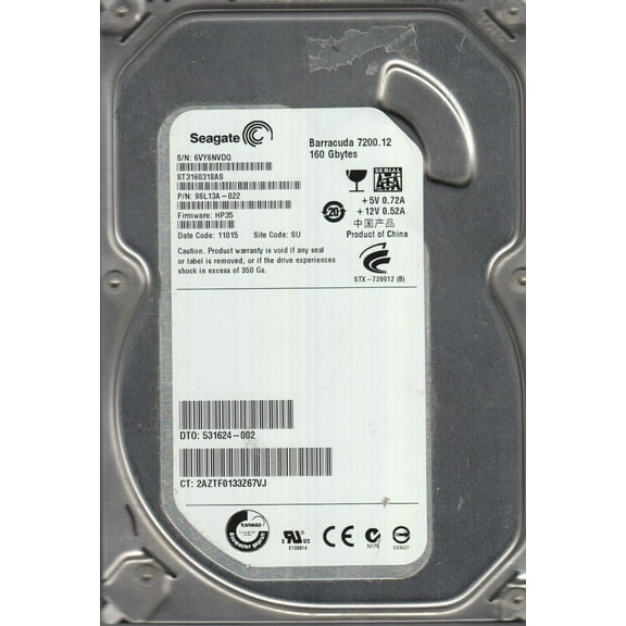 ST3160318AS, 6VY, SU, PN 9SL13A-022, FW HP35, Seagate 160GB SATA 3.5 Hard Drive