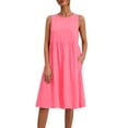 thumbnail image 2 of ClodeEU Women's Sleeveless Crew Neck Flowy Swing Dress,Casual Loose Fit Tunic Midi Dress with Pockets Watermelon Red,Women's Plus XXL, 2 of 8