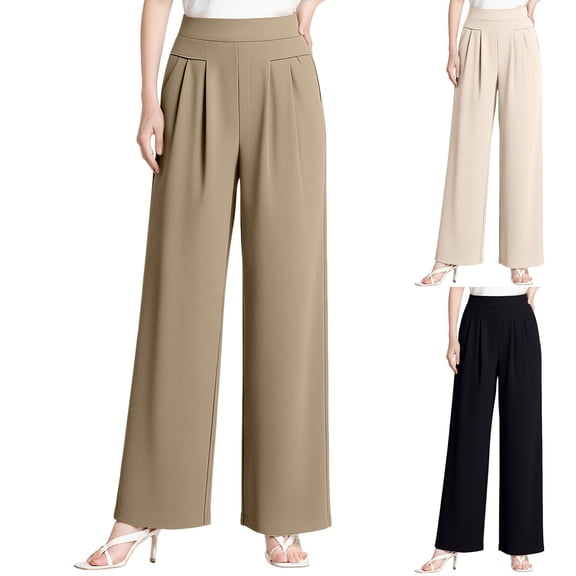 Delayuji Womens Business Pant Dressy Soft High Waist Wide Leg Pant Strecth Pants For Senior Women Ladies Workwear