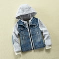 thumbnail image 2 of lnmuld Kids Coats Durable Denim Jacket for Boys with Adjustable Hood Classic Casual Coat for Kids and Youth Size:7-8 Years, 2 of 9