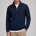 thumbnail image 5 of JULMCOMO Quarter Zip Pullover Sweatshirt for Men Solid Color Stand Collar Long Sleeve Casual Athletic Tops for Fall Winter Navy M, 5 of 8