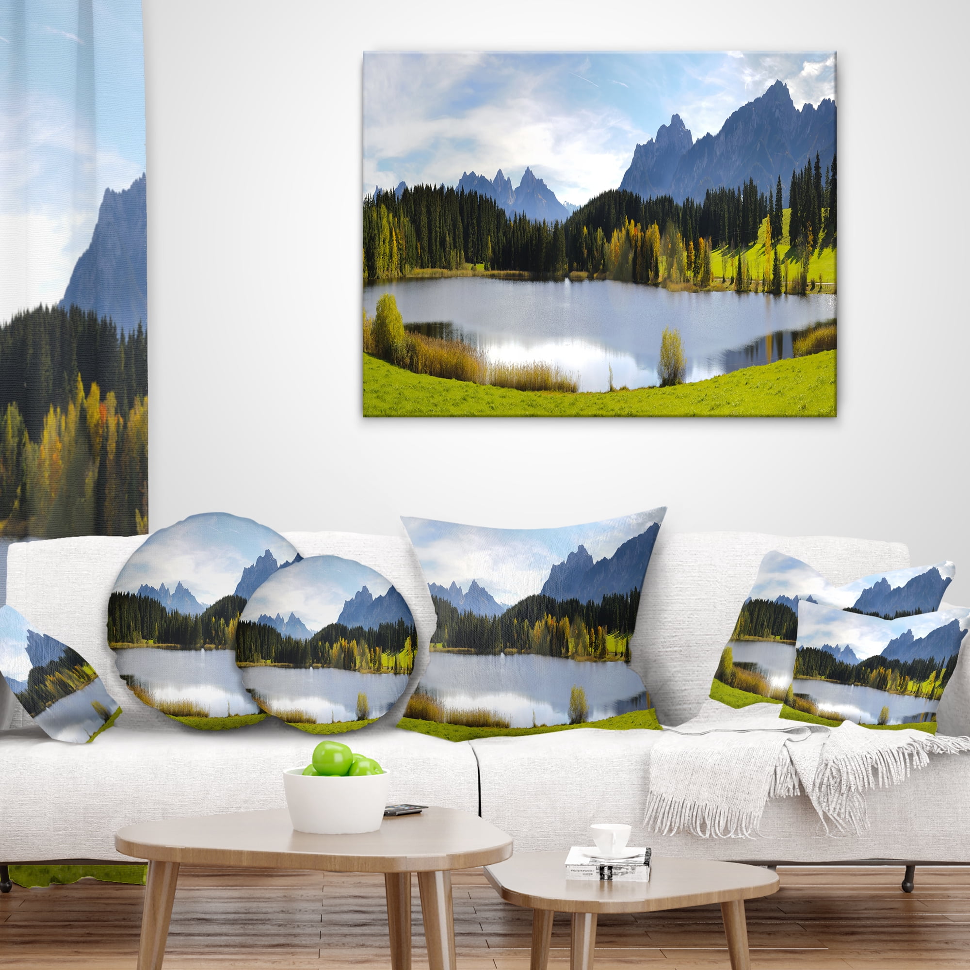 Designart Panorama Landscape in Bavaria - Photography Throw Pillow - 16x16