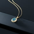 thumbnail image 5 of Gem Stone King 1.45 Ct Oval London Blue Topaz White Diamond 14K Yellow Gold Pendant, 5 of 5