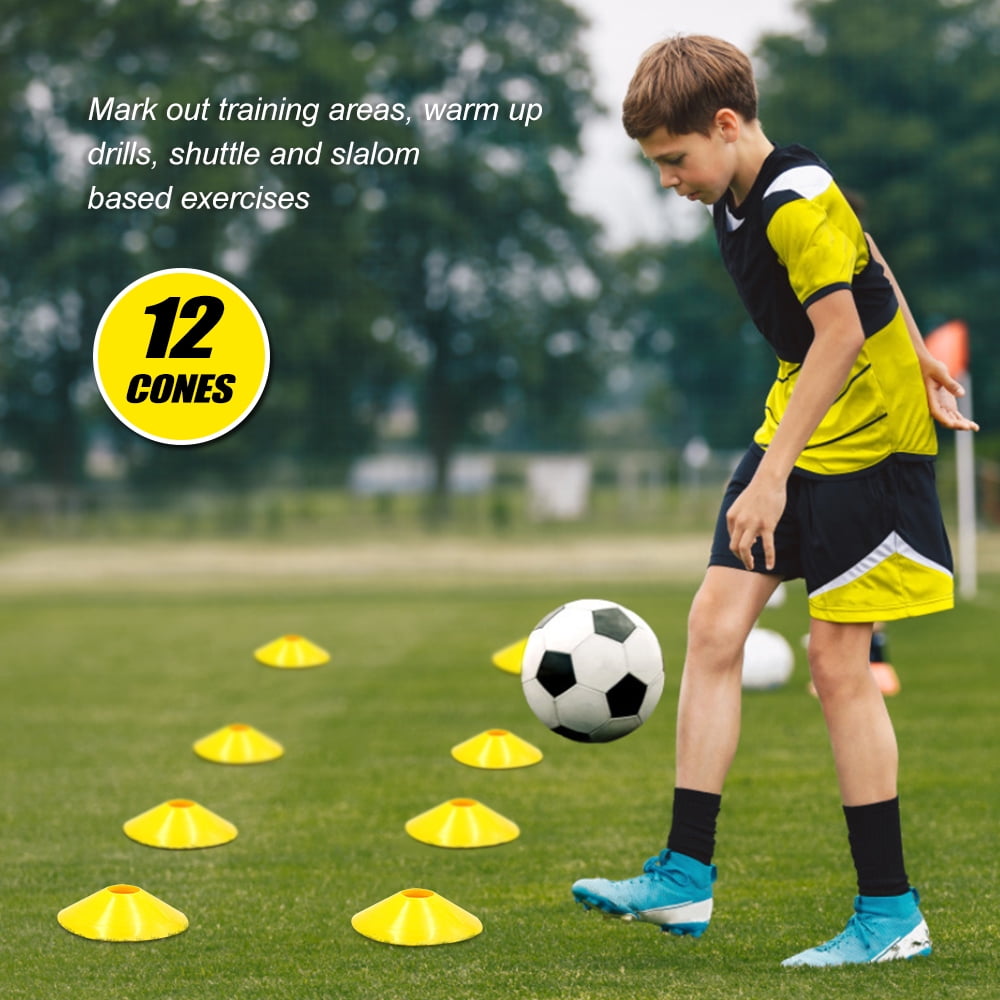 MABOTO Speed Training Kit Ladder Football Ladder with 12-Rung with 12 Cones and 4 Stakes Football Training Equipment Speed Training Kit for Football Basketball Baseball Hockey