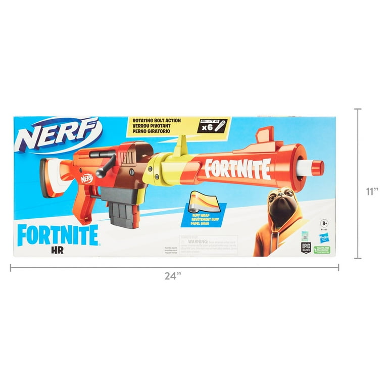 Nerf Fortnite HR Dart Blaster, Ruff Wrap Design, 6 Nerf Elite Darts