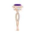 thumbnail image 3 of ANGARA Natural Oval 1.15 ct Amethyst Twisted Vine Ring with Diamond Halo in 14K Rose Gold for Women (Size-8x6mm) | February Birthstone, Anniversary, Jewelry Gift for Women | Natural Amethyst Ring, 3 of 10