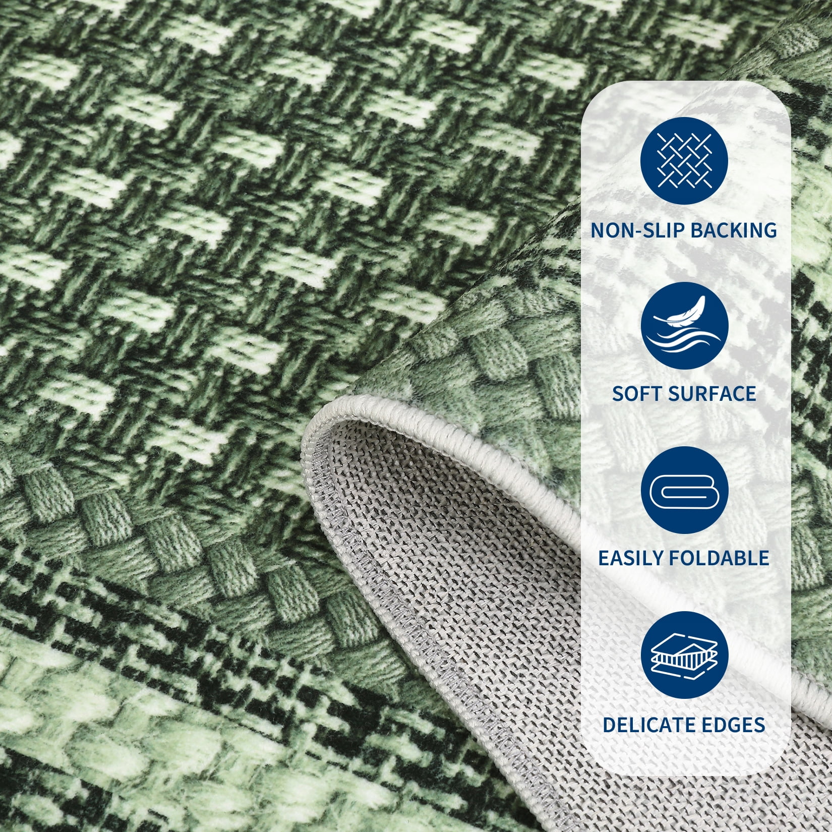 Garvee 9'x12' Bordered Print Area Rug Washable Rugs, Non Slip Modern Geometric Rug Stain Resistant Indoor Carpet for Living Room Bedroom Dining Room, Green