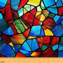 Castle Fairy Abstract Geometric Fabric by the Yard 5 Yards,Exotic Style Fabric for Sewing,Colorful Triangle Home Decor Fabric by the Yard,Breathable Home Decor