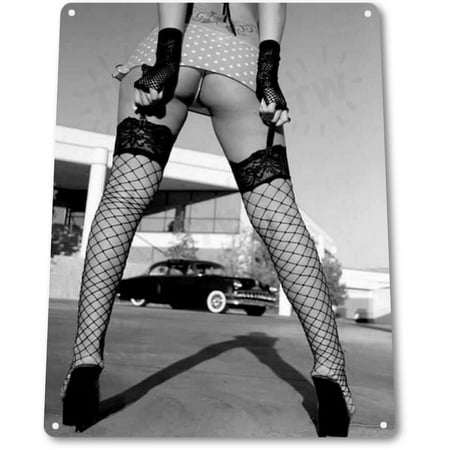 TIN SIGN B788 Nice Car Pin-up Girl Hot Rod Garage Metal Decor, By