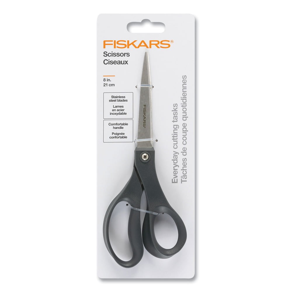 Fiskars 1067262 8 in. Long 3.75 in. Cut Length Straight Handle Everyday Scissors - Black