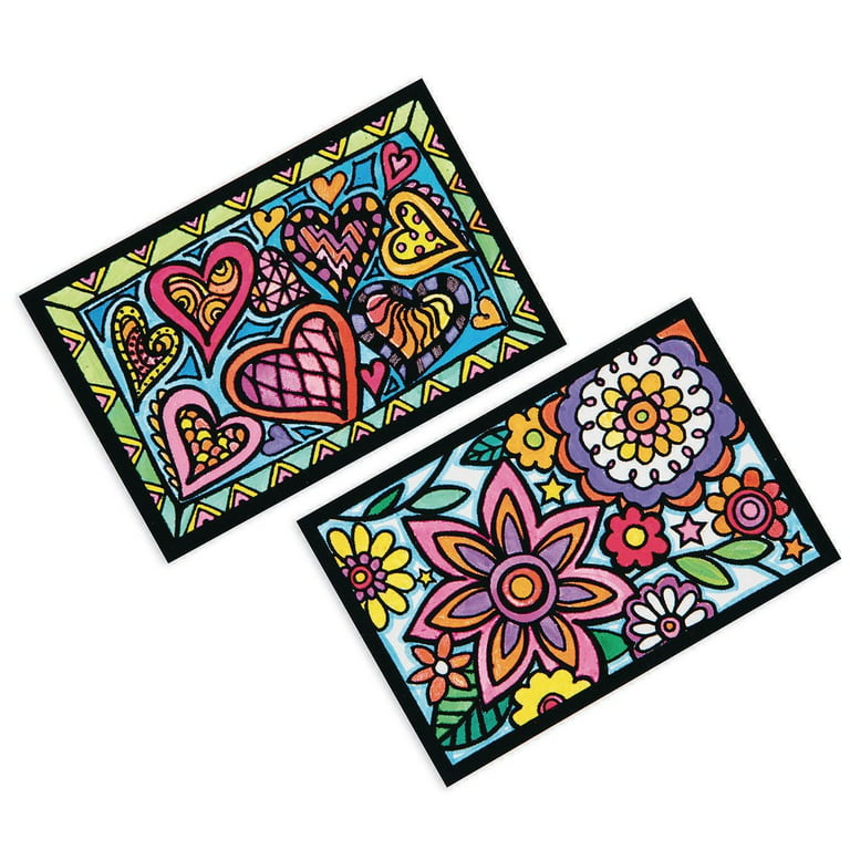 S&S Worldwide Velvet Art Mandalas to Color, 10 each of 4 Designs,  Classically Detailed Designs, Color with Markers or Colored Pencils, 9  Diameter