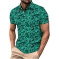 thumbnail image 2 of Gamivast Short Sleeve Shirts for Men Botanical Leaf Pattern Muscle Shirts Slim Fit Lapel Collar Casual Shirts Button Placket Business Golf Daily, 2 of 5