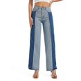 thumbnail image 2 of WILLBEST Jeans Mujer Pantalones Vaqueros Rectos de Cintura Alta para Mujer, Informales, Con Diseño de Patchwork, Cómodos y Elásticos, para Uso Diario. Extra Grande, 2 of 6