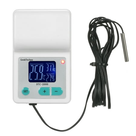 GeekTeches DTC-2000 AC110-240V 10A High Precision LCD Digital Water Temperature Controller Thermocouple Thermostat for Aquaculture with Waterproof Sensor (Best Thermocouple For Room Temperature)