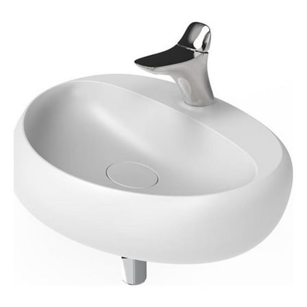 Rosaria Oval Ceramic Wall Mount Bathroom Sink in Matte White