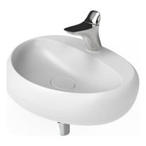 Rosaria Oval Ceramic Wall Mount Bathroom Sink in Matte White