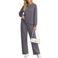 thumbnail image 3 of Cueply Lounge Sets for Women 2 Piece Outfits Sweatsuits Set Long Sleeve Wide Leg Pants with Pockets, 3 of 8