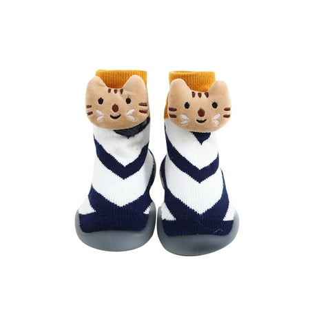 

Gomelly Toddler Boy Girls Indoor Slipper Infants Kids Non-Skid Elastic Socks Shoes Navy Blue Cat 8C