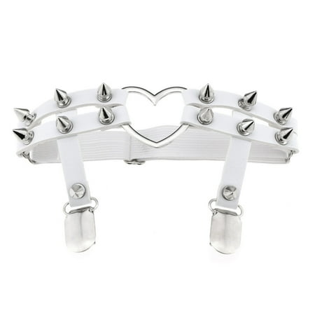 

Leg Garter Punk Style Hollow Heart Decor Leg Harness Women PU Leather Adjustable Garter Belt