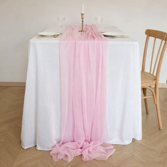WYZCTTD Table Runner Pink, Boho Rustic Polyester, 29x118 Inches for Weddings, Thanksgiving, and Party Decor, 1 Pack
