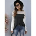thumbnail image 6 of Women'S Oversized Colorblock Sweater - Crew Neck Rib-Knit Drop Shoulder Long Sleeve Pullover Top, 6 of 7