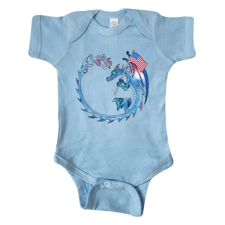 

Inktastic Dragon with American Flag Gift Baby Boy or Baby Girl Bodysuit