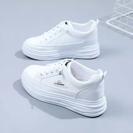 

Autumn New Women‘s Sneakers Inner Height Breathable Mesh Trendy All-match Small White Shoes
